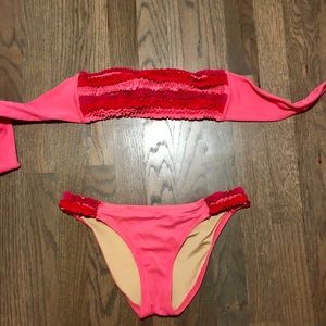 Victoria’s Secret Red and Pink Bandeau Bikini Set